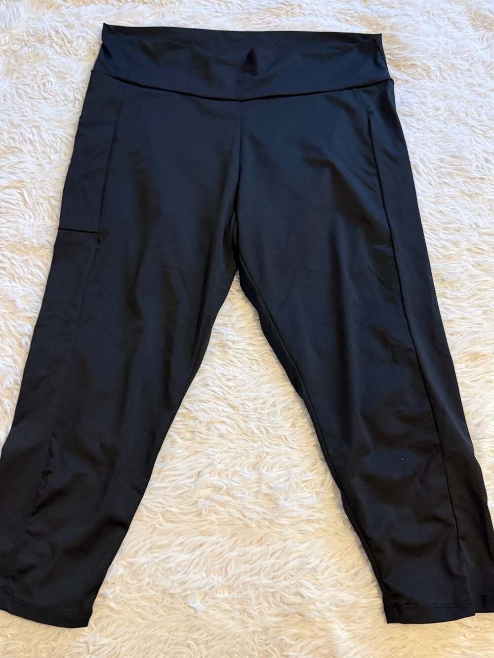 Zuda Active Interlock Knit Crop Leggings Size 1X Black Pocket
